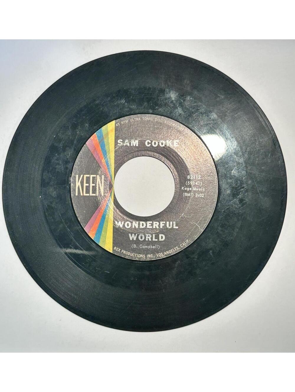 Sam Cooke Wonderful World / Along The Navajo Trail 7" Vinyl 45 RPM Keen 1959 VTG